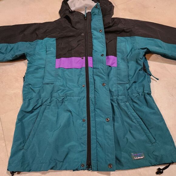 VTG LL Bean Sunbuster Womens L Large Colorblock Hooded Ski Jacket Windbreaker - Picture 9 of 11